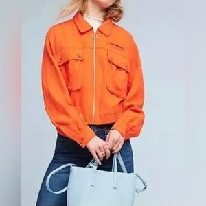 Cartonnier Vibrant Orange Utility Jacket Women’s Anthropologies Cargo Utility
